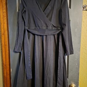 Pact Black Long Sleeve Wrap Dress